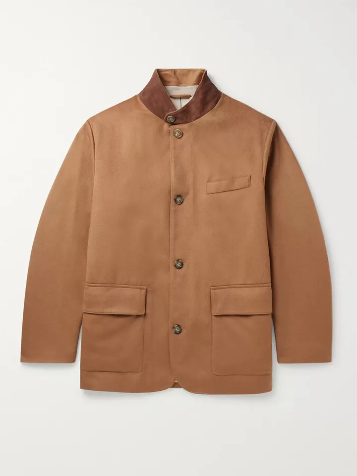 Roadster Suede-Trimmed Cashmere Jacket