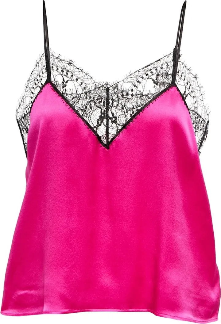 Lace-trimmed silk satin camisole