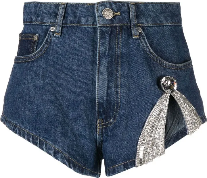 Blue Deco Bow Hot Denim Shorts