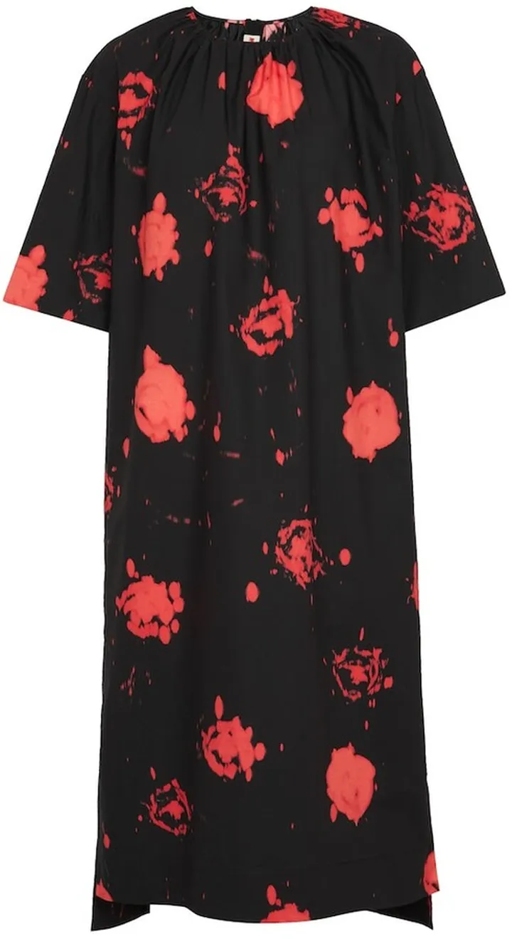 Printed cotton midi dress