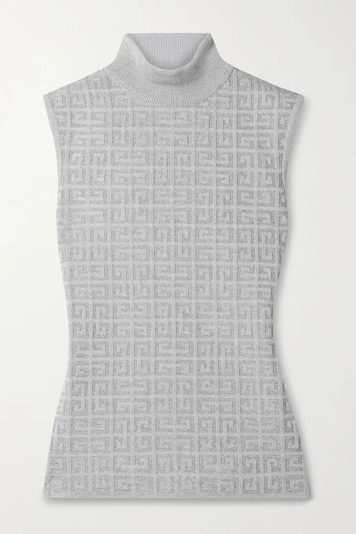 Givenchy - Jacquard-knit Turtleneck Top - Gray