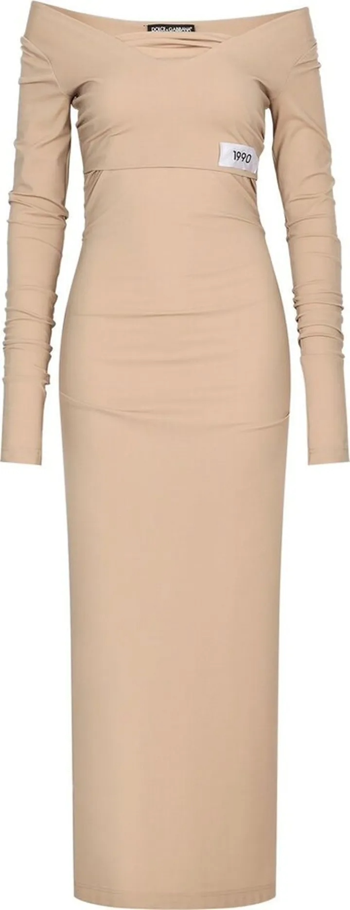 KIM DOLCE&GABBANA number patch off-shoulder dress