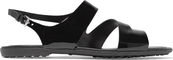 Patent-leather slingback sandals