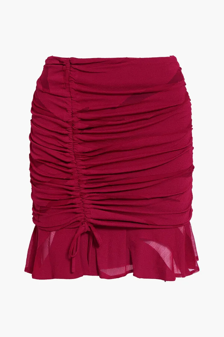 Melina ruched crepe mini skirt