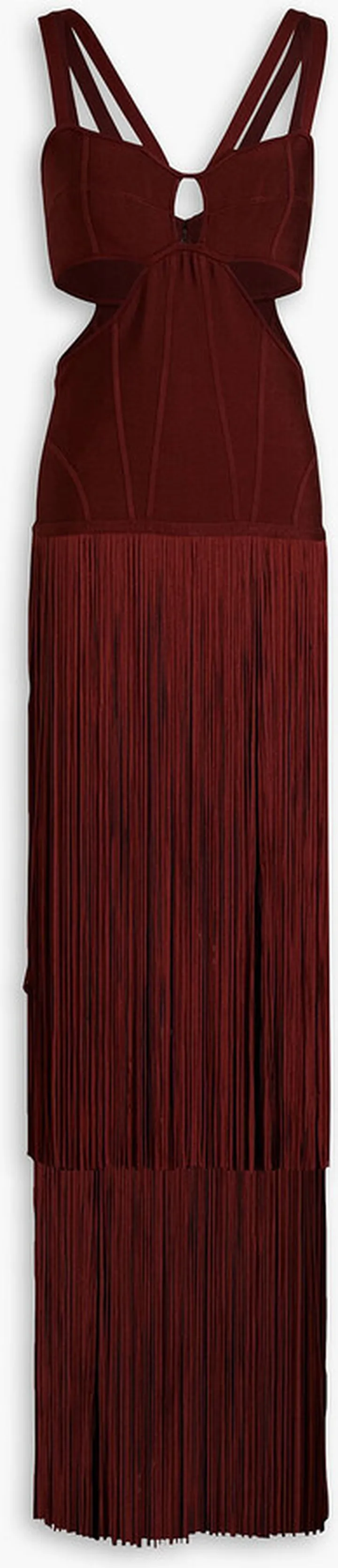 Cutout fringed bandage gown