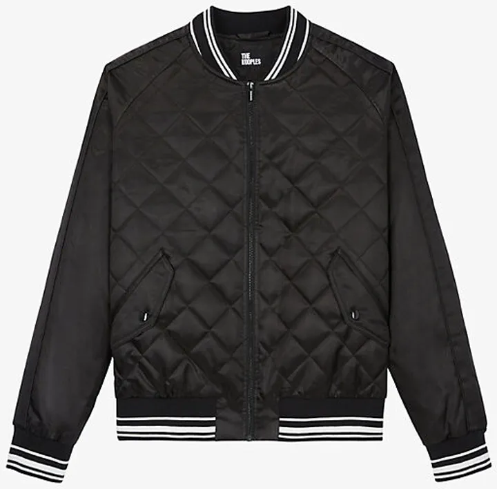 Mens BLA01 Embroidered-tiger Quilted Satin-woven Bomber Jacket