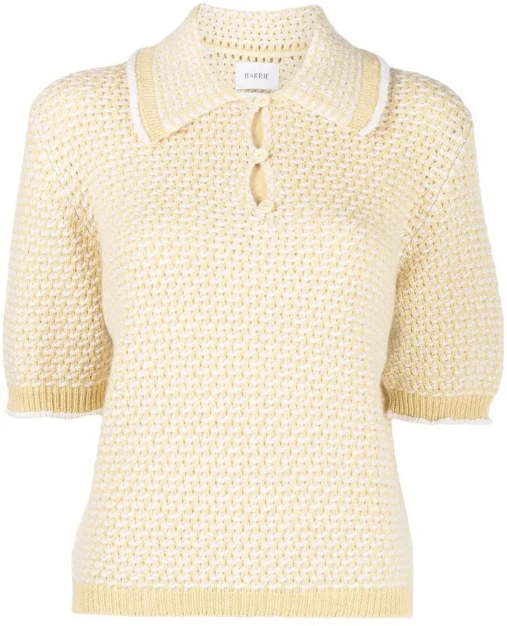 Short-Sleeve Crochet Polo Top
