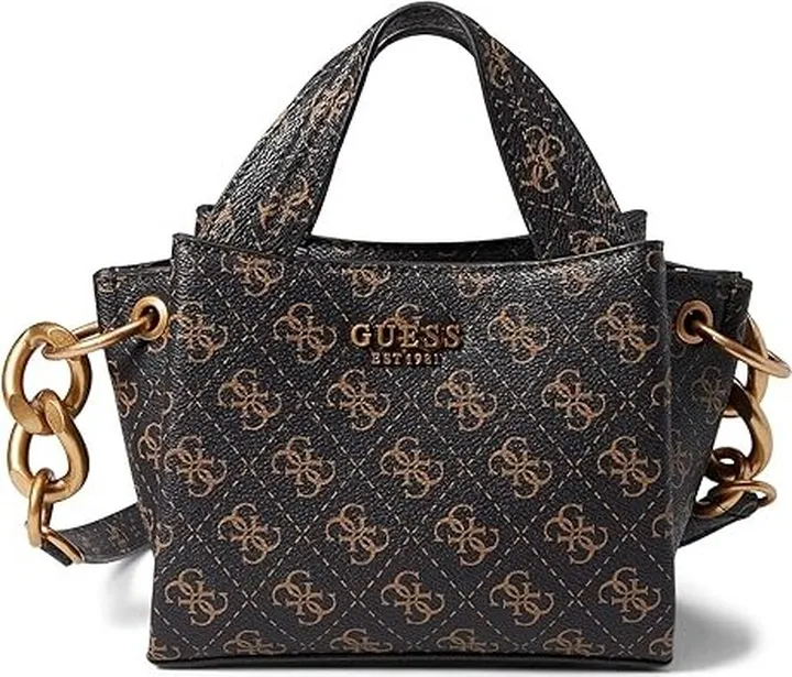 GUESS Zed Mini Girlfriend Carryall (Brown Logo) Handbags