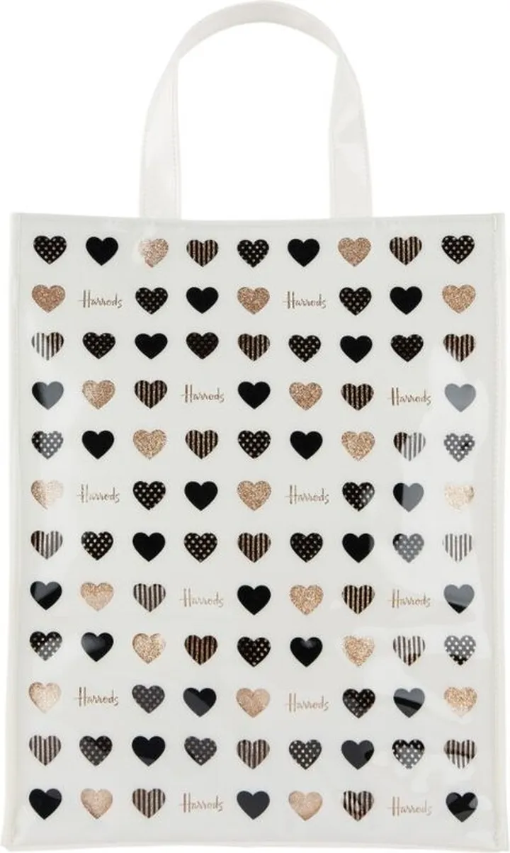 Harrods Medium Glitter Hearts Shopper Bag