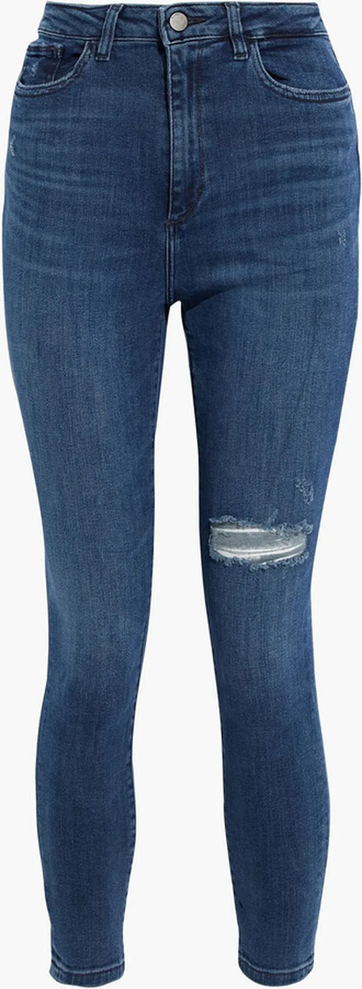 Chrissy cropped distressed high-rise skinny jeans