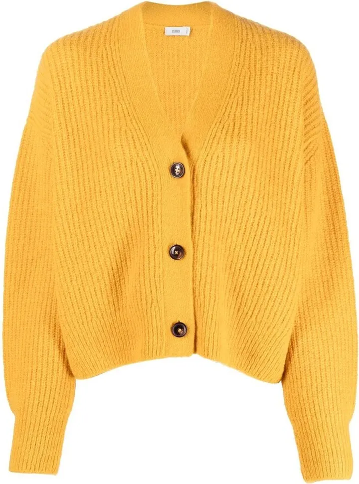 ribbed knit V-neck cardigan