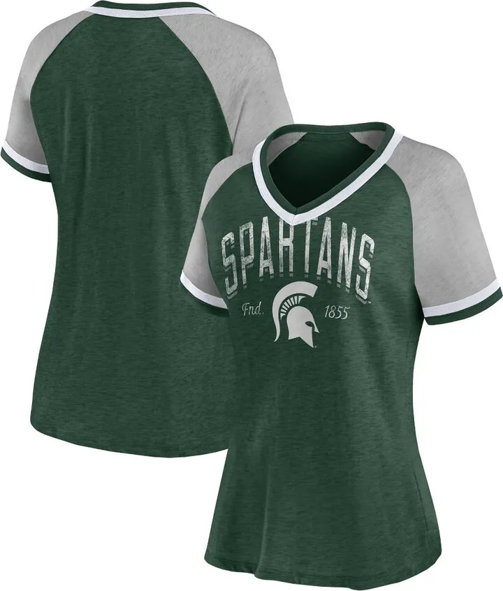 NCAA Michigan State Spartans Women's Gray V-Neck Raglan T-Shirt - S