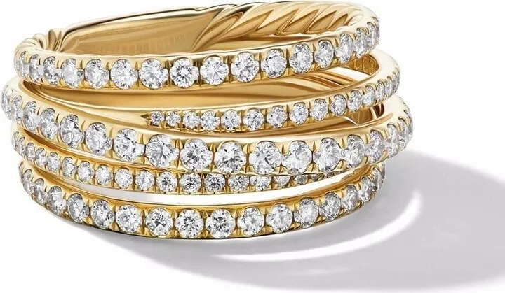 18kt yellow gold Crossover diamond ring
