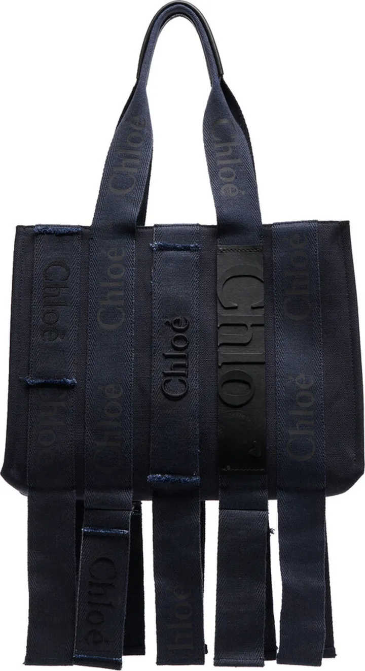 Women's Medium Woody Leather-Trimmed Canvas Tote Bag