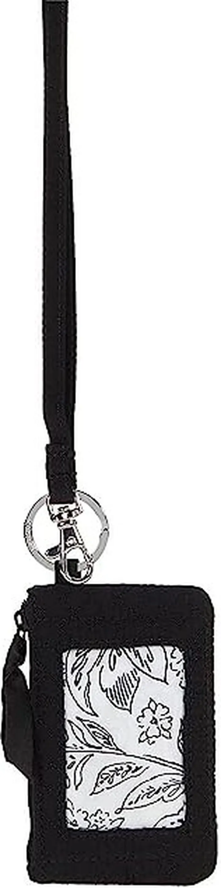 Vera Bradley Microfiber Zip ID Case and Lanyard Combo (Classic Black 1) Wallet