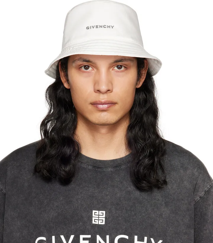 Givenchy White Logo Bucket Hat