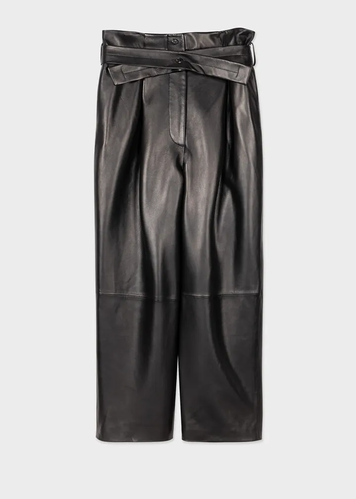 Women's Black Leather Trousers