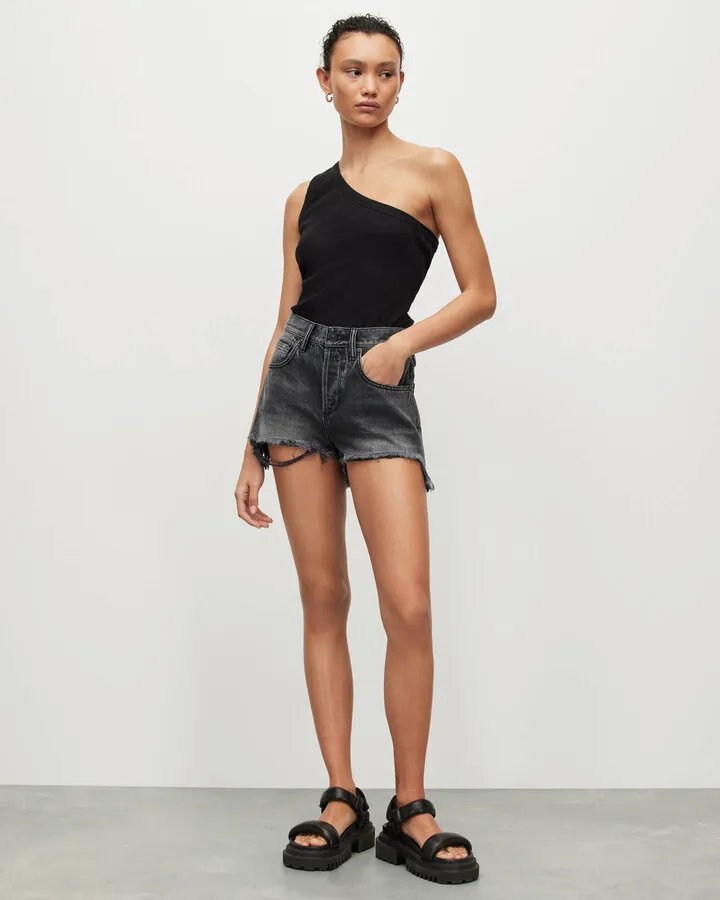 Heidi Denim Shorts - Washed Black
