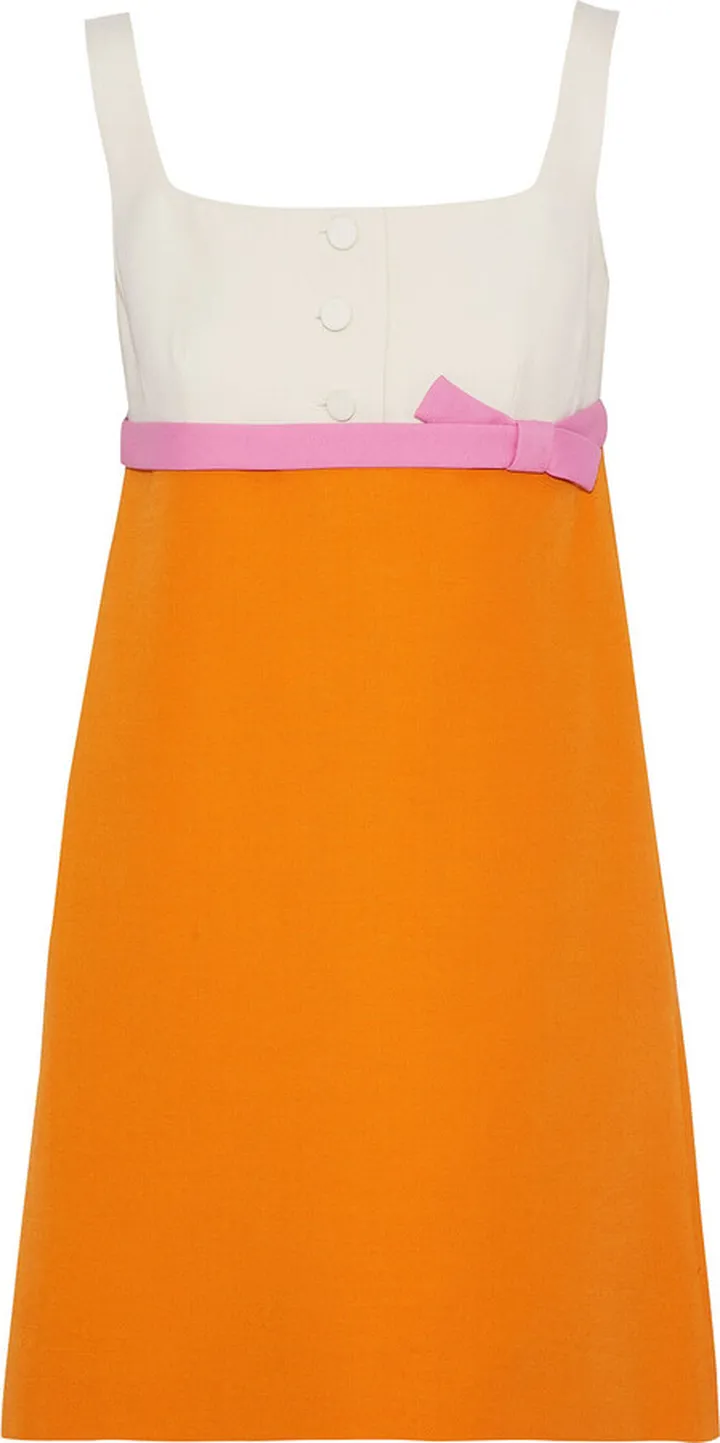 Color-block wool and silk-blend mini dress