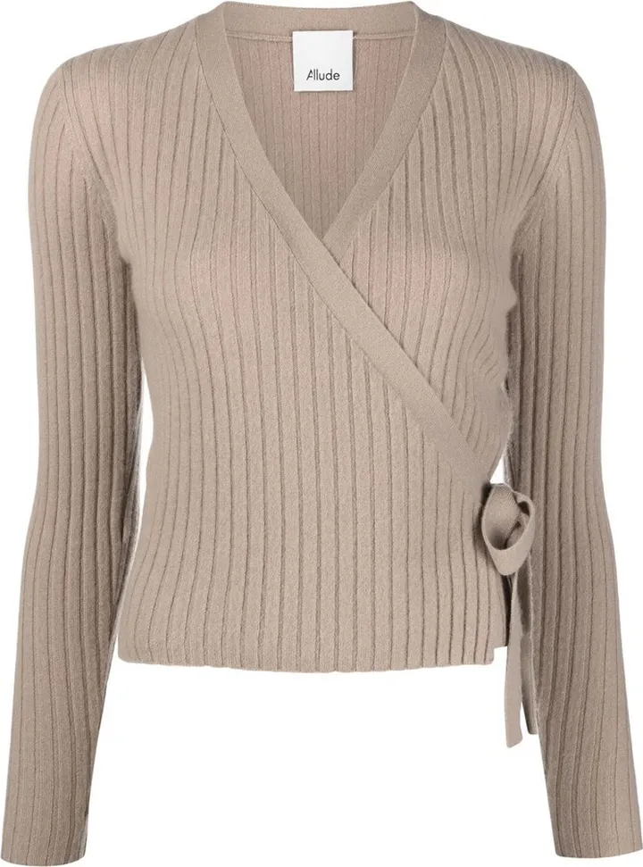 V-neck cashmere wrap cardigan