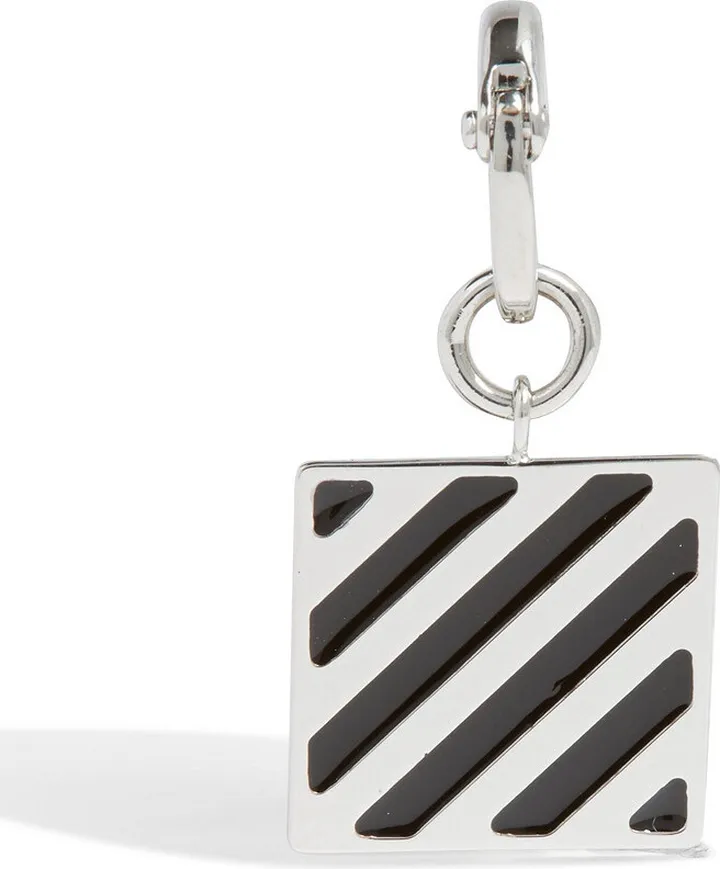 Silver-tone enamel earring
