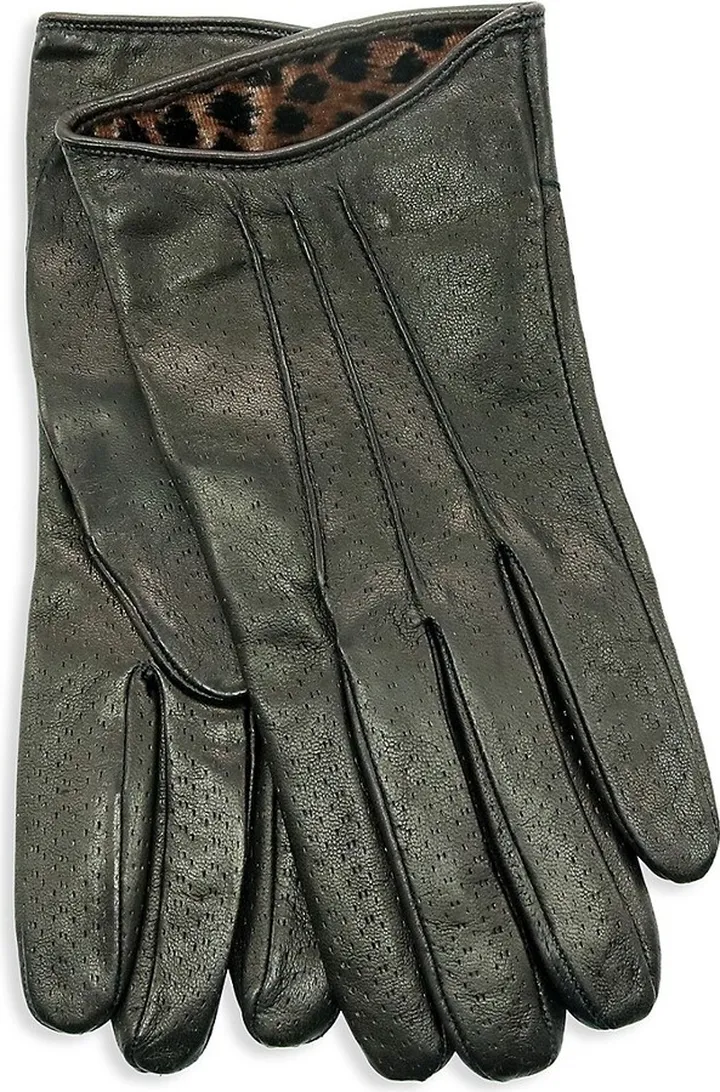 Half Moon Perforated Leather Short Gloves