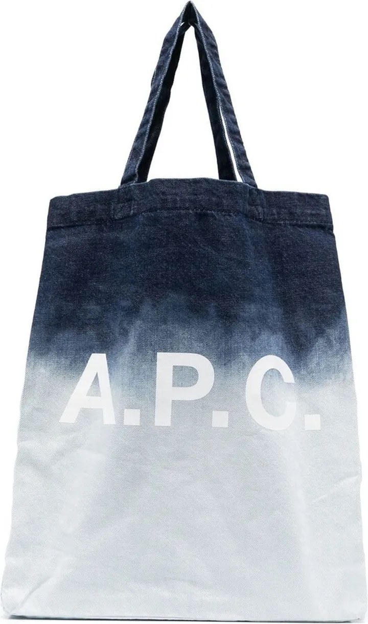 Logo-Print Bleached Denim Tote Bag