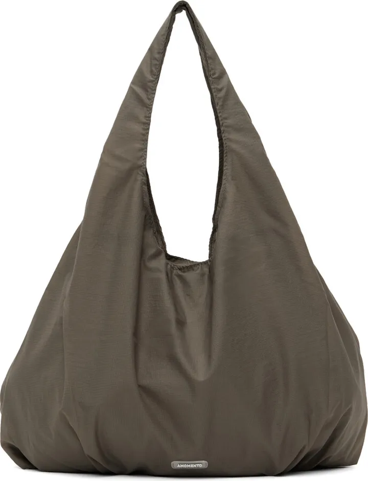 AMOMENTO Brown Shirring Tote