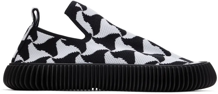 Bottega Veneta Black & White Ripple Sneakers