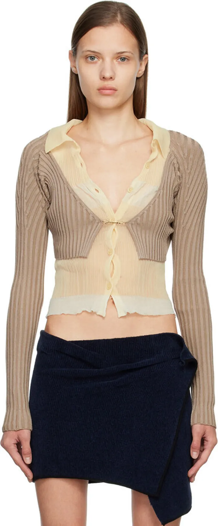 Jacquemus Beige Le Papier 'La Maille Pralù' Cardigan