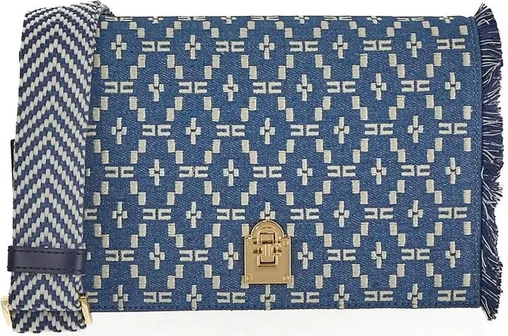 Frayed Denim Shoulder Bag Elisabetta Franchi