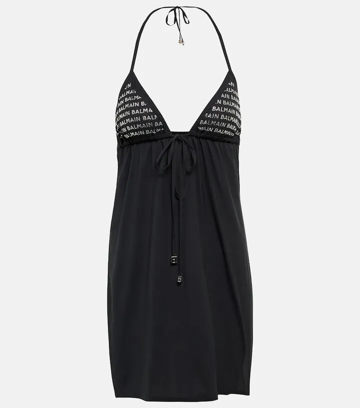 Embellished halterneck minidress