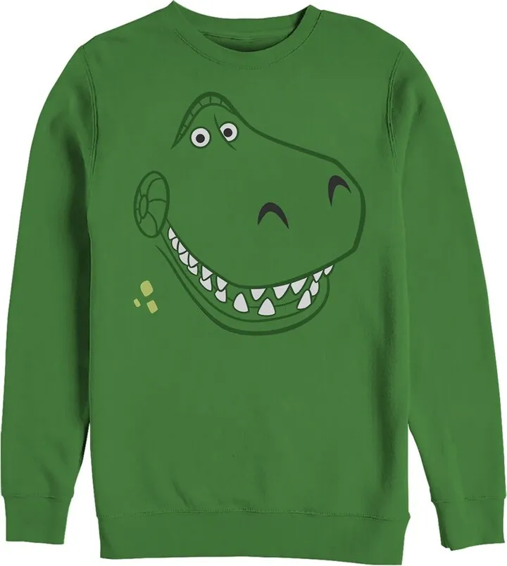 Men's Toy Story Grinning Rex Face Sweatshirt - Kelly Green - 3X Large