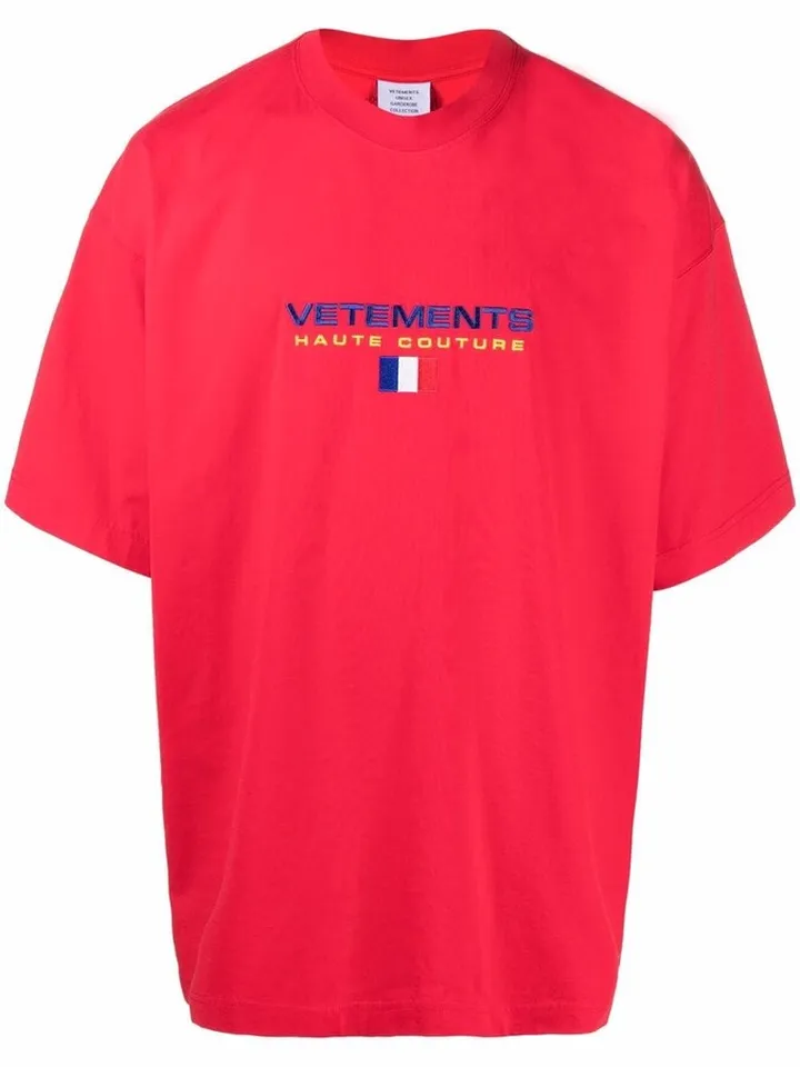 embroidered flag-logo cotton T-shirt