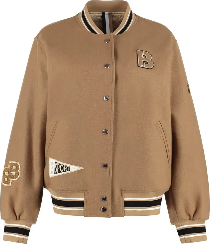 Wool Bomber Jacket With Patch