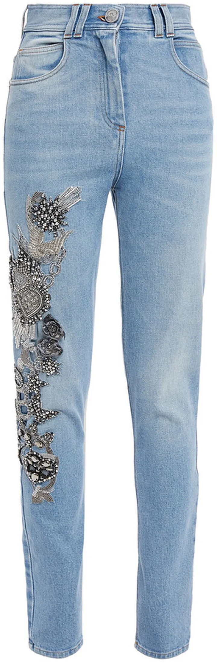 Embellished high-rise skinny jeans