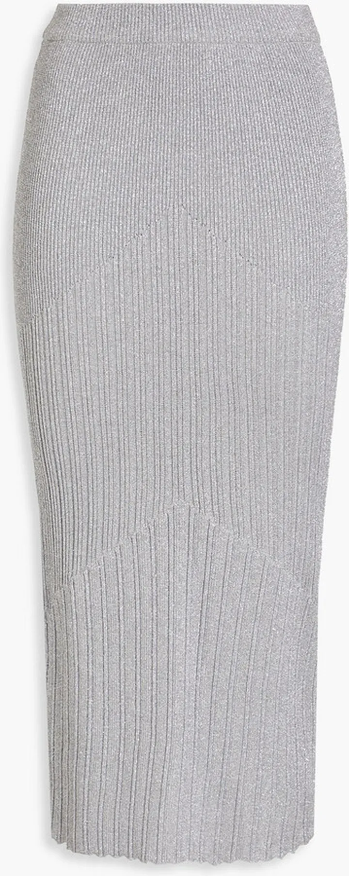 Anniken metallic ribbed-knit midi skirt