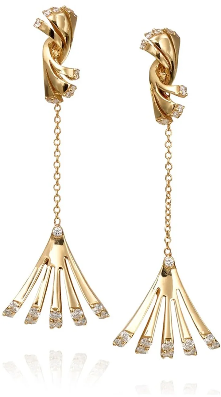 Ventaglio 18k Diamond Fan-Drop Earrings