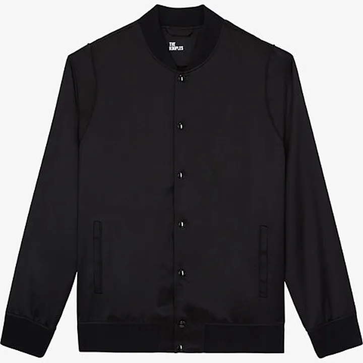 Mens BLA01 Ribbed-collar atin-effect Woven Bomber Jacket