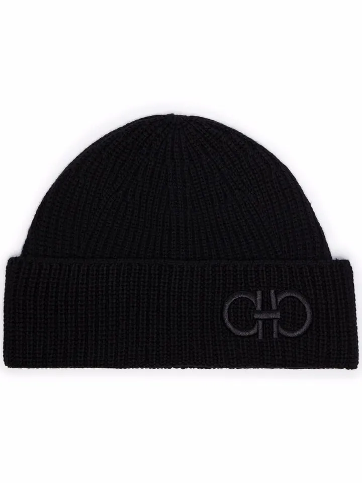 Gancini-logo wool beanie