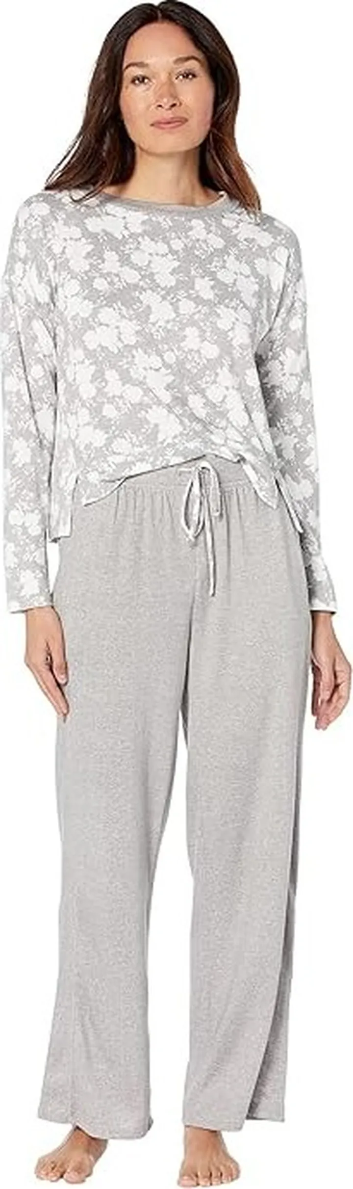 Karen Neuburger Cozy Lounge Set (Grey Heather Floral) Women's Pajama Sets