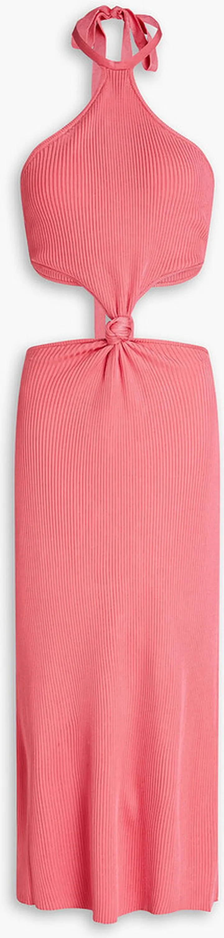 Cameron cutout ribbed-knit halterneck midi dress