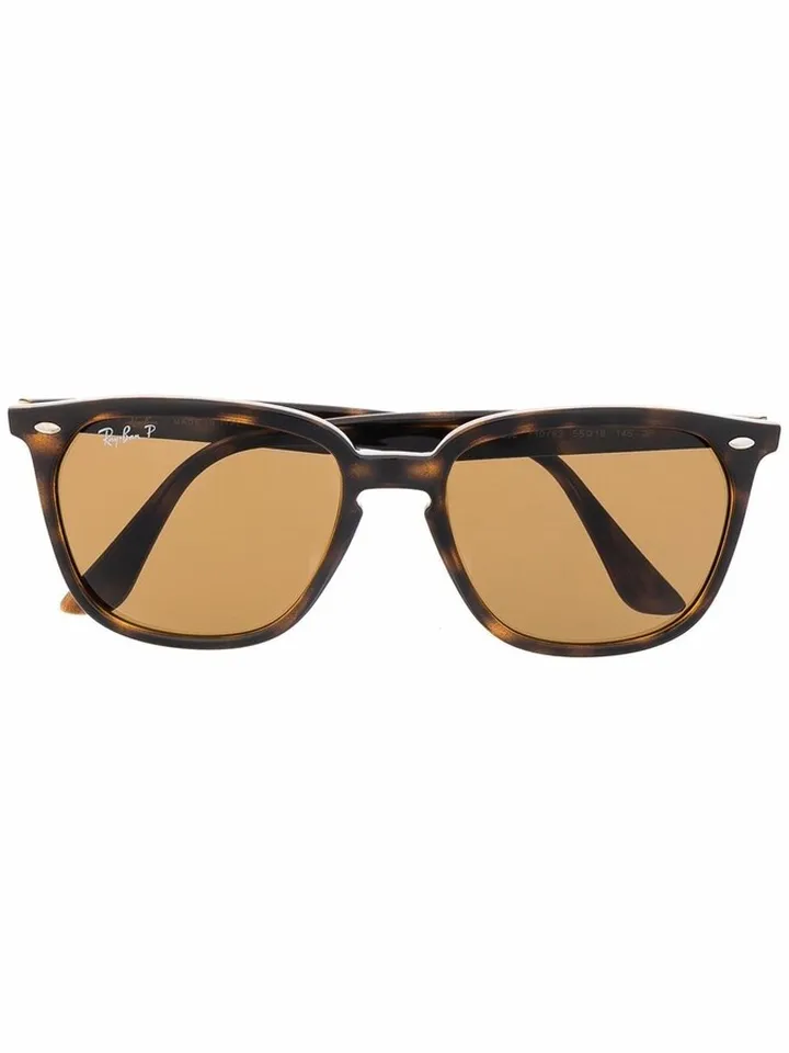 Tortoiseshell-Effect Square Sunglasses