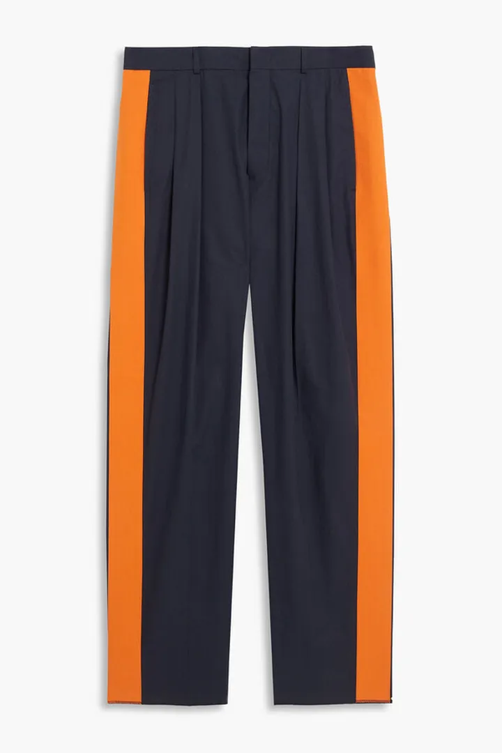 Straight-fit pleated cotton-poplin pants