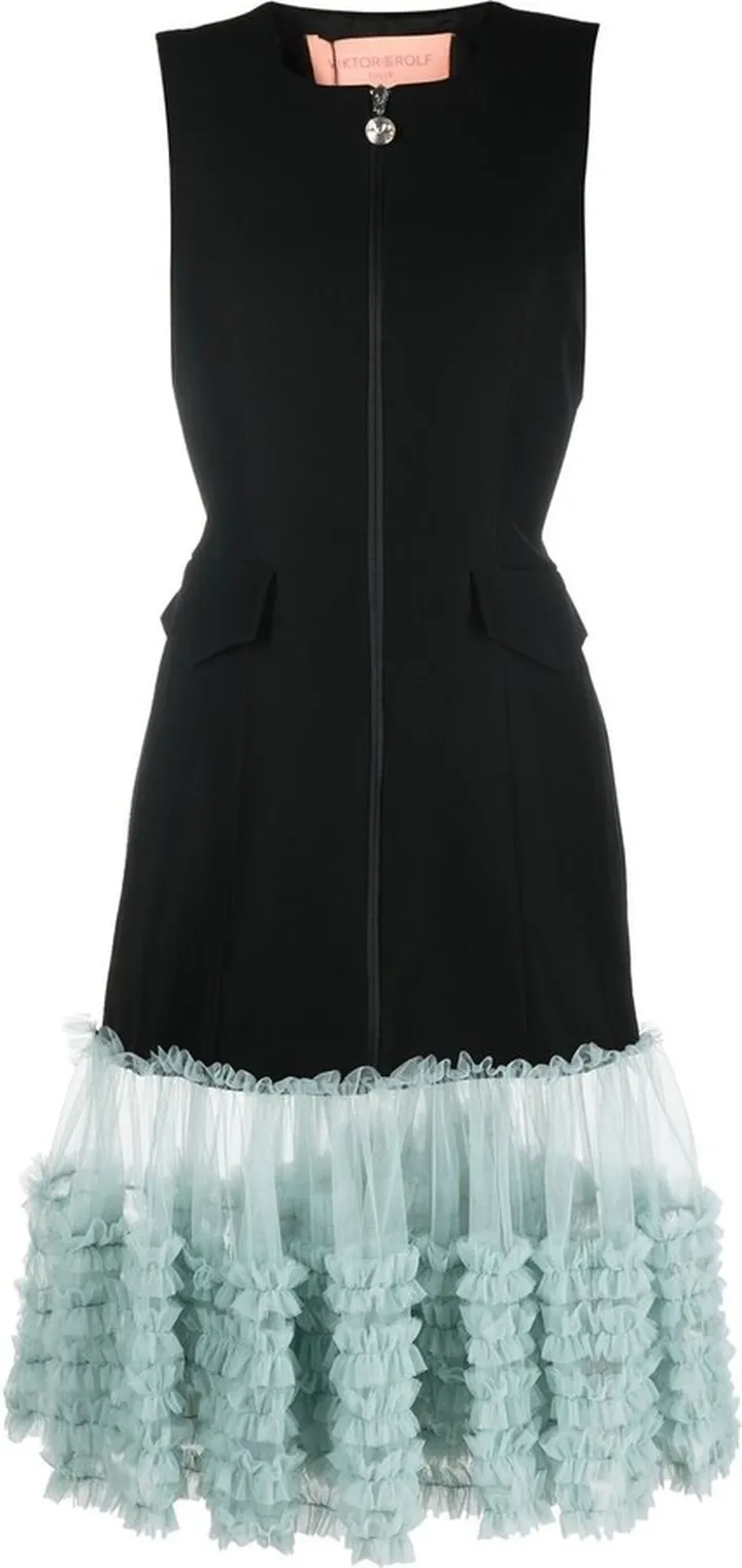 Sheer Ruffle Hem Dress