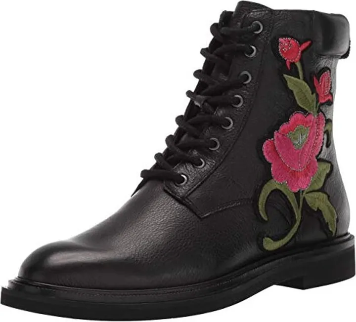 Kenneth Cole Women's Ashton 2 Combat Boot with Floral Embroidery