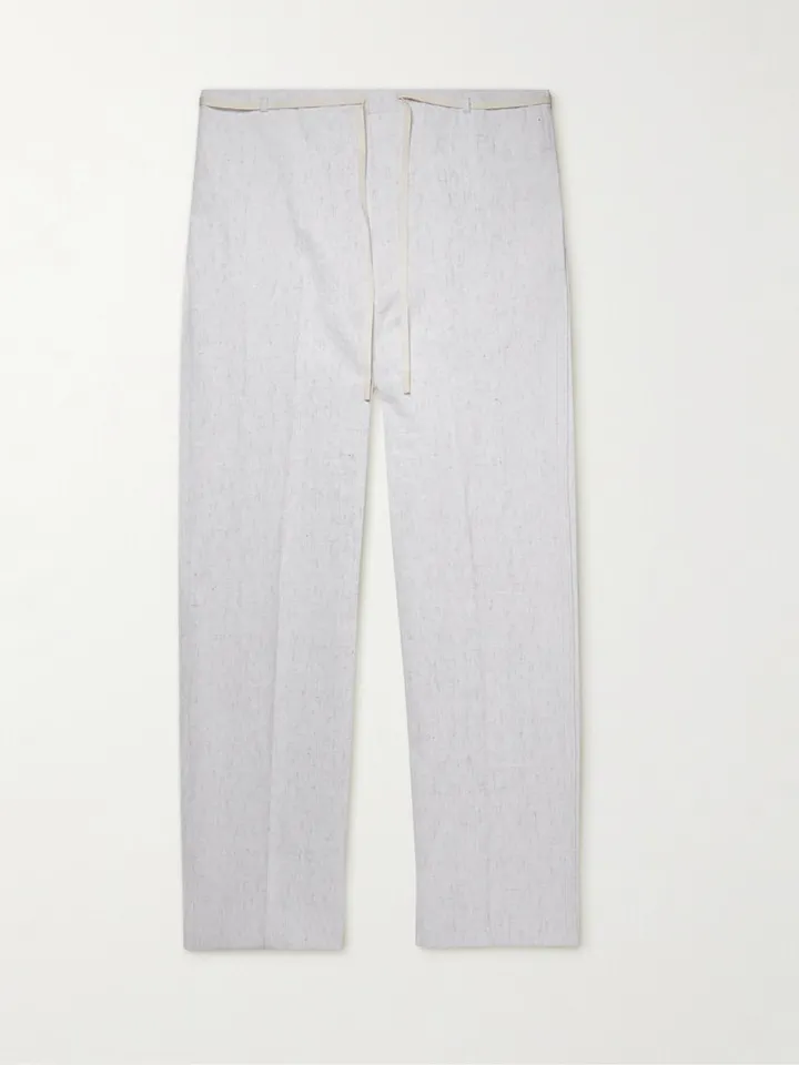 Wide-Leg Linen Drawstring Trousers