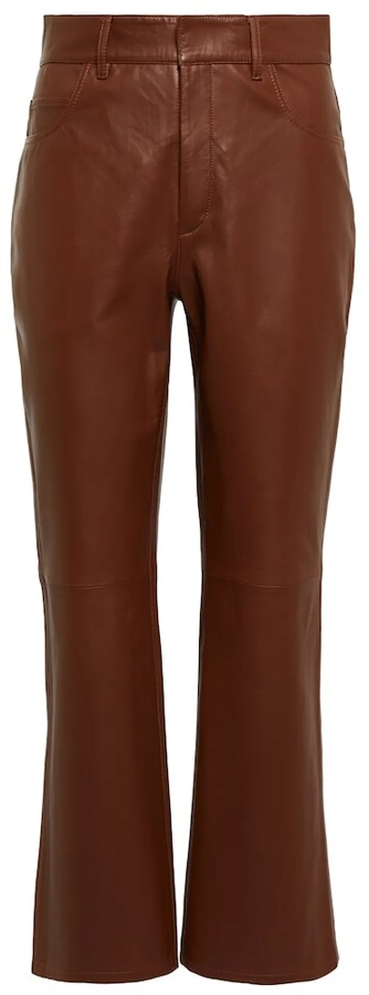 High-rise straight leather pants