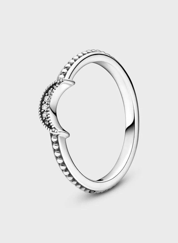 Crescent Moon Beaded Ring