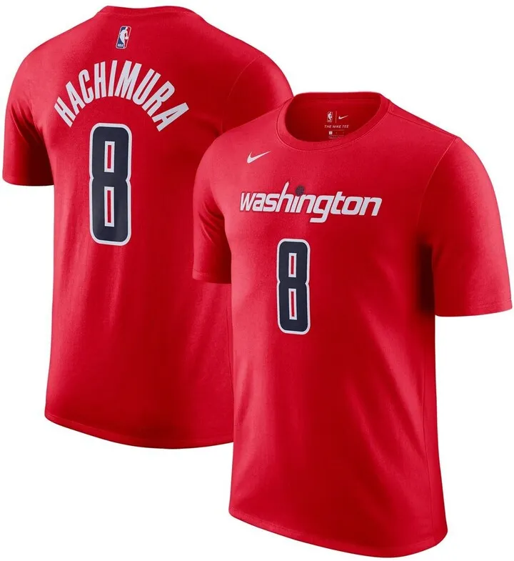 Men's Rui Hachimura Red Washington Wizards Name and Number Performance T-shirt